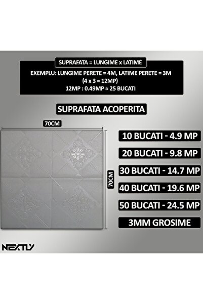 NEXTLY Set of 100 Self-Adhesive 3D Wallpaper, For Wall Or Ceiling, Waterproof, Adjustable, Surface