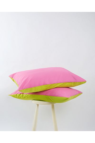 Cozy Home Popping Colors 2'li Față de pernă Dazzle Pink-Yellow 50x70