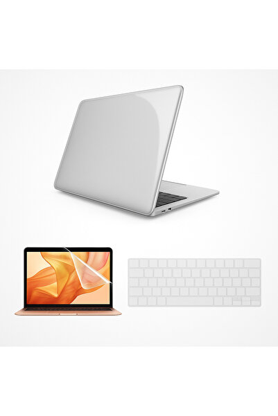 Fibaks حافظة حماية شفافة لجهاز ابل ماك بوك اير 13 M1 Chip 2020 A2337 وواقي شاشة وواقي لوحة المفاتيح