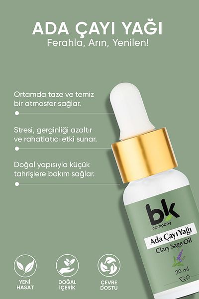 BK COMPANY Sage Oil 100% Pure - Throat Oral Immunity Friendly, Stress Relief Serum 20 ml