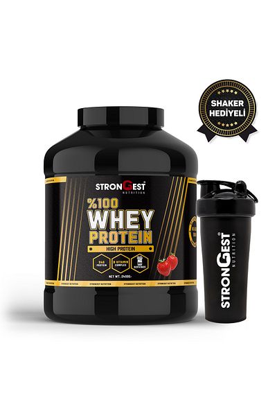 STRONGEST Whey Protein 2400Gr 80 Servings 32 Servings Strawberry Flavored 100% Protein Powder