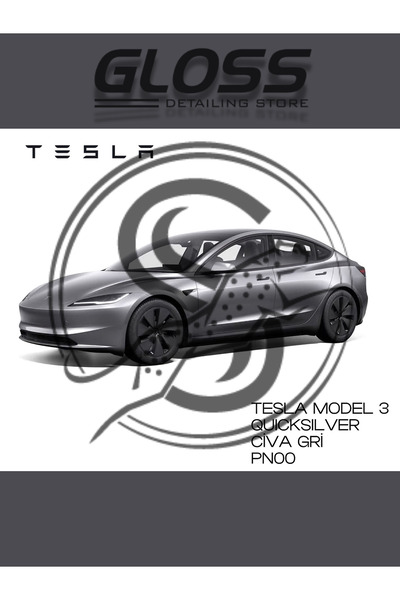 Gloss Detailing Tesla Model 3 Quicksilver (CİVA GRİSİ) Pn00 - Profesyonel Röt...
