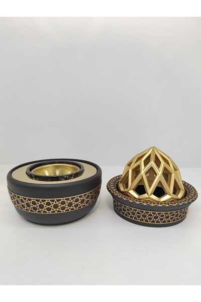 D&H Exquisite Resin Charcoal Incense Burner Floral Design Ideal for Bakhoor, Frankincense & Oud