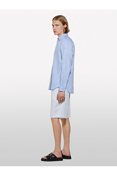 Sisley Ανδρικό σορτς βερμούδας Ice Blue 100% λινό με λεπτή εφαρμογή