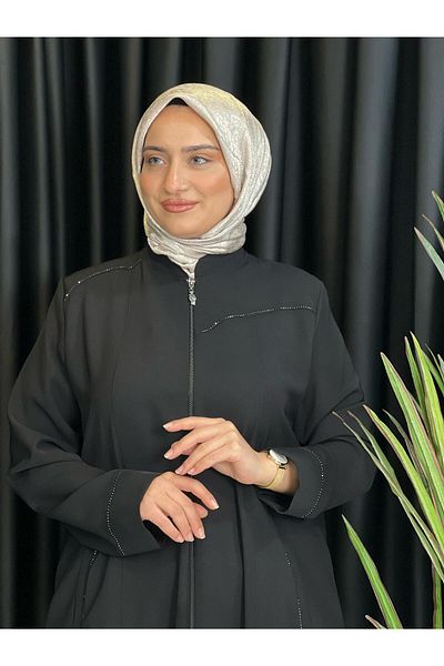 Butik büyük beden Cap with Stones on the Shoulder