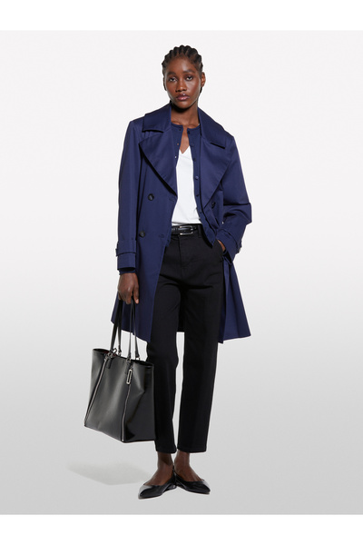 Sisley Women's Black Cotton Blend Regular Waist Denim Chino Pants