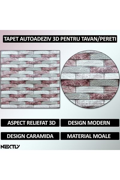 NEXTLY Set 30 X Tapet Autoadeziv 3d , Pentru Perete Sau Tavan, Waterproof, Ajustabil, Adeziv