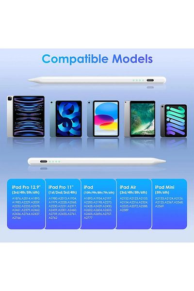 Fibaks iPad A16 Air 6/7/8/9/10/11/12. Generation Palm Red Palm Rejection Tablet Pen Stylus Writing Drawing