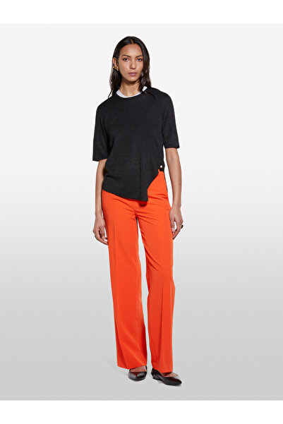 Sisley Women's Black Viscose Blended Crew Neck Regular Fit Sweater