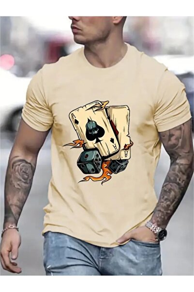 LAND MODA Ανδρικό κοντομάνικο μπλουζάκι με γραφικά σχέδια - Ζωηρό πράσινο καλ...