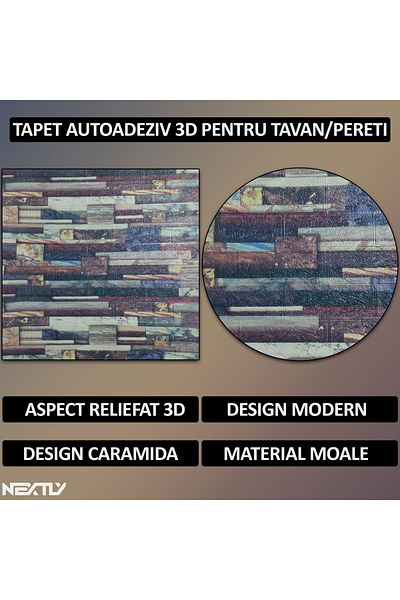 NEXTLY Set 20 X Tapet Autoadeziv 3d , Pentru Perete Sau Tavan, Waterproof, Ajustabil, Suprafata