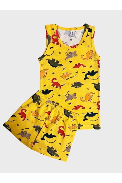 elmas kids Boy's Cotton Yellow Dinosaurs Patterned Athlete Boxer Set
