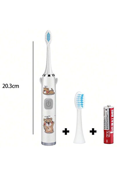 ABYZ Electric toothbrush for children with 2 heads and battery included, white color