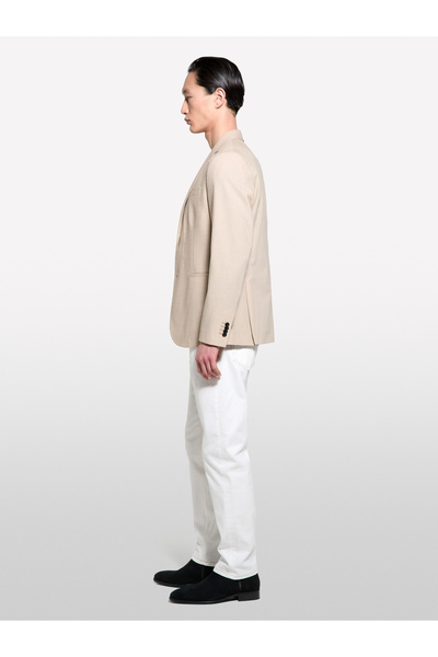 Sisley Erkek Krem Yün Karışımlı Slim Comfort Fit Blazer Ceket