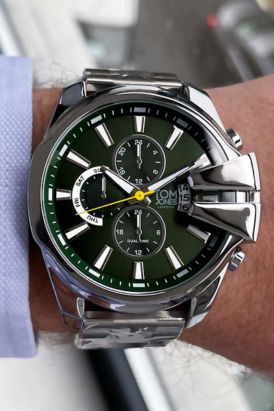 Tom Jones Men's Wristwatch 3 Atm Waterproof Silver Color Steel Cord Bracelet Gift Cbk657
