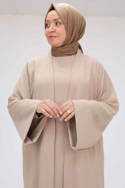 Eslina 57210 Σετ Abaya με λεπτομέρεια σε μεγάλο μέγεθος χρώματος Garni - Mink