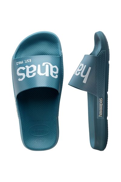 Havaianas Slide Classic Logomania Amazonite Blue Slippers