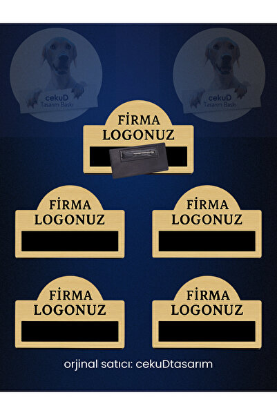 cekud tasarım baskı Gold Renk 5'li İğneli Metal Yaka İsimliği – Logo Baskılı ...