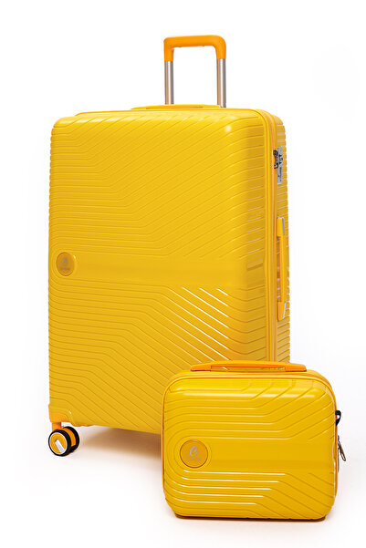 ELATAE Exclusive Pro Polipropilen Kırılmaz 2'li Valiz Seti Büyük Boy ve Makya...