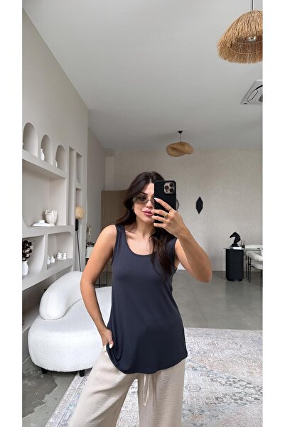 Buket Teke Anthracite Thick Strap Casual Tank Top
