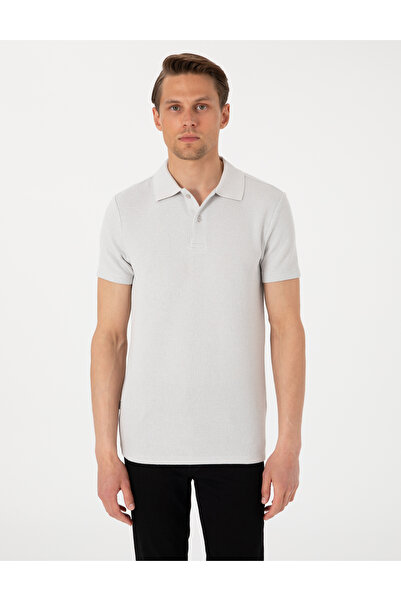 Pierre Cardin Сива тениска с поло яка, с тясна кройка и текстурирана плетка 5...