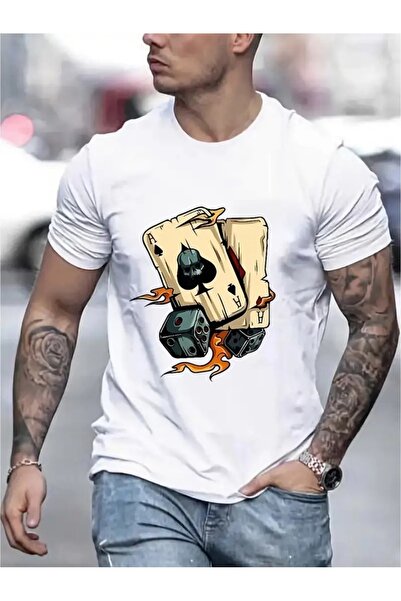 LOTS MODA Ανδρικό κοντομάνικο μπλουζάκι με γραφικά σχέδια - Ζωηρό πράσινο καλ...