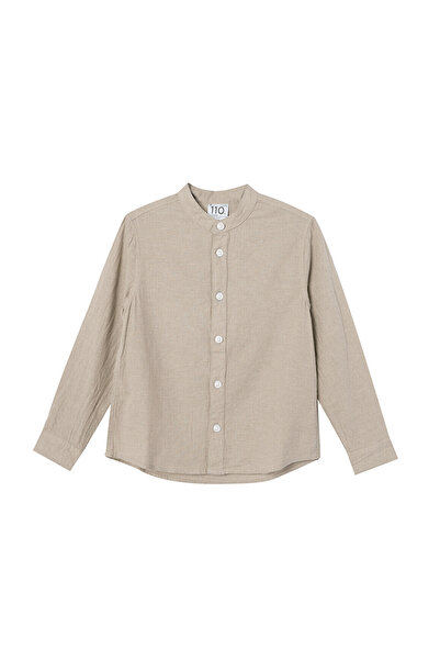 Giordano قميص جونيور كتان برقبة دائرية وأكمام طويلة