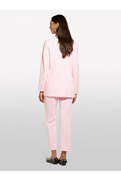 Sisley Women's Light Pink Stretch Viscose Waist Detail Regular Waist Straight Leg Pants