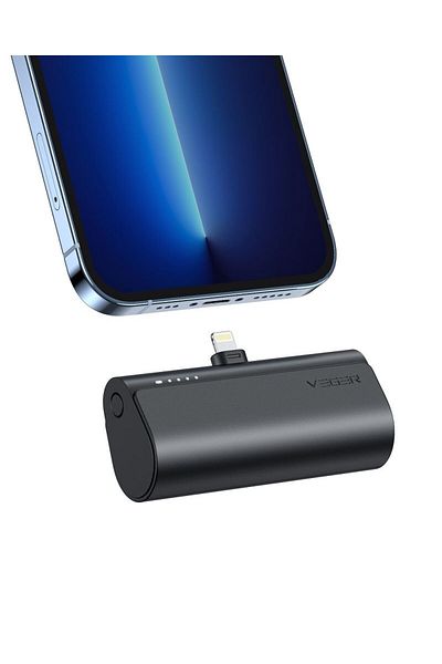 REDz Accessories External Battery 5000 Mah For Iphone 14/13/12, Built-in Lightning, Pd, Qc 3.0, 3a, 20w, Matte Black