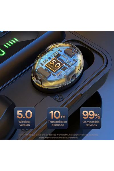 REDz Accessories Căști Bluetooth Remax, model TWS-43, funcție baterie externă, autonomie extinsă, negru