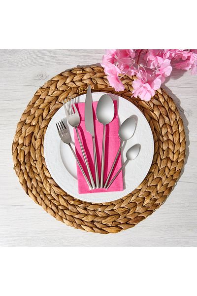 Nehir Gloria Plain 36 Piece Fork Spoon Knife Set - Gray