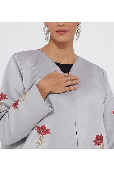 Rosette Abaya Gray jacket Maroon