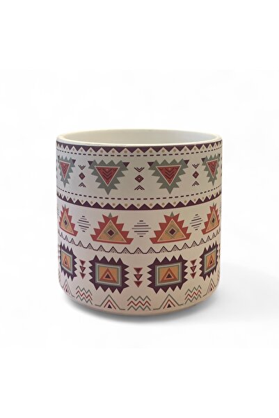 babilconcept Seramik Desenli Saksı - Aztek
