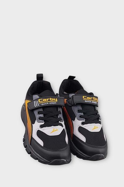 Liger Pantofi sport cu șireturi inteligente cu velcro pentru copii NEGRU - PORTOCALIU