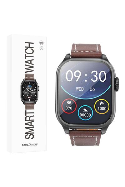 REDz Accessories HOCO Y17 Smart Watch, 300mAh Battery, Bluetooth Call Function, 2.03 inch, Leather look, Brown