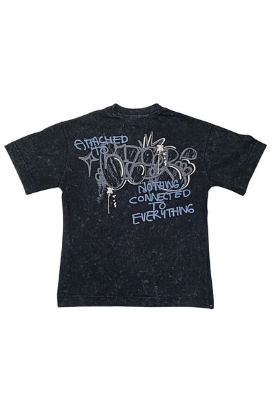 İrem Çocuk Giyim Boy's Washable Model Black T-Shirt with Pattern on the Front and Back