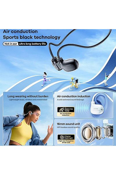 REDz Accessories Căști Bluetooth REMAX RB-S15 Open-Ear, 6 ore de redare, conducție aeriană, albastre