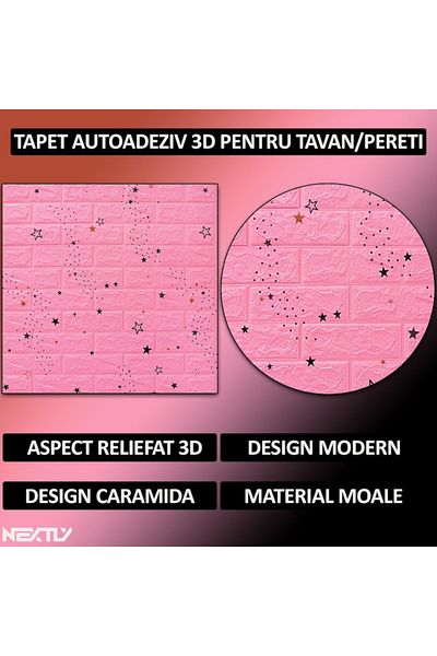 NEXTLY Set 40 X Tapet Autoadeziv 3d , Pentru Perete Sau Tavan, Waterproof, Ajustabil, Suprafata