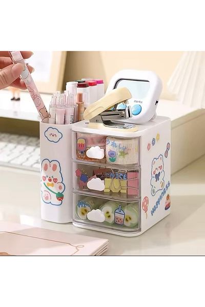 My Easy Shop Colorful transparent drawer table top pen holder