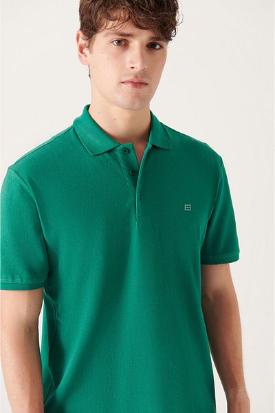Avva Ανδρικό πράσινο 100% βαμβακερό Cool T-shirt με λαιμόκοψη E 001004