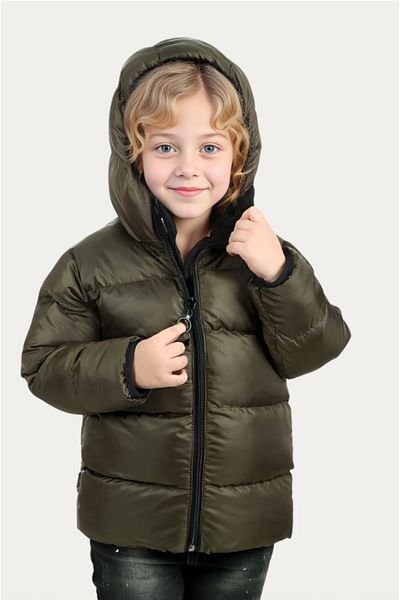 Outriverkids Girl's Khaki Fleece Hooded Waterproof Windproof Inflatable Winter Coat & Coat