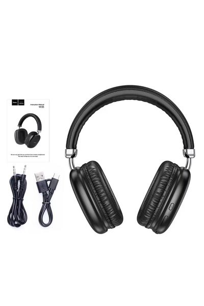 REDz Accessories Over Ear Headphones, Hoco W35, Ultra Portable Design, Bluetooth, 40h Battery Life, Black