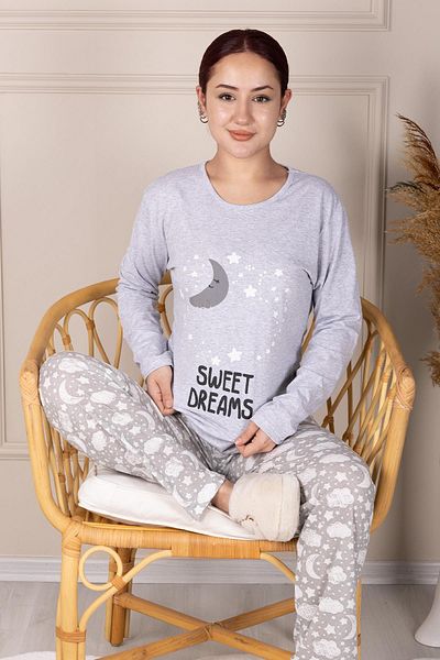 Niket Life ΣΕΤ ΠΙΤΖΑΜΑ ΜΕ ΣΧΕΔΙΟ SWEET DREAMS ΓΚΡΙ