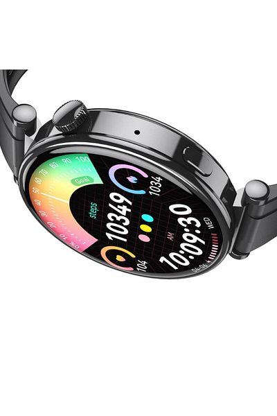 REDz Accessories XO-GT4 Mini Smart Watch, Bluetooth Calls, 1.32” AMOLED Screen, 200mAh Battery, Slim Silicone, Black