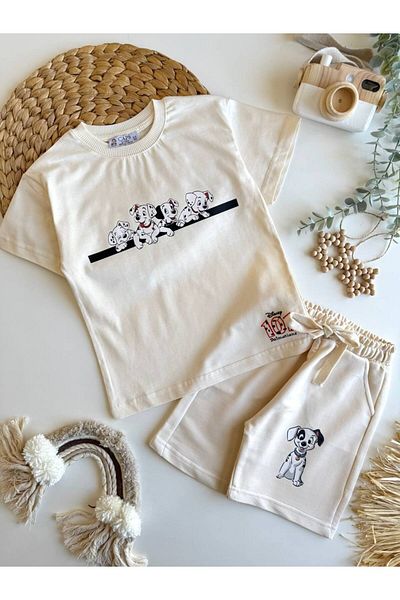 Tiny Boys Dalmatian Detailed T-Shirt and Shorts Bottom Top Set