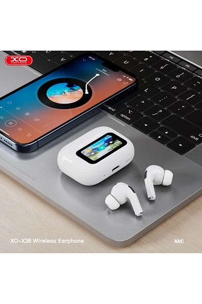 REDz Accessories Căști wireless XO-X36, ecran tactil, Bluetooth, anulare activă a zgomotului, 4 ore, albe
