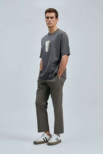 Lufian Omen Modern Graphic T- Shirt Brown 111020252