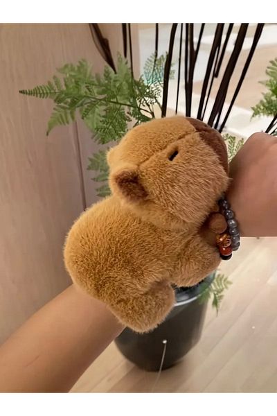 Littleandmoreofficial Embracing Hugging Plush Capybara Bracelet Baby Kids Room Curtain Room Decor - Brown