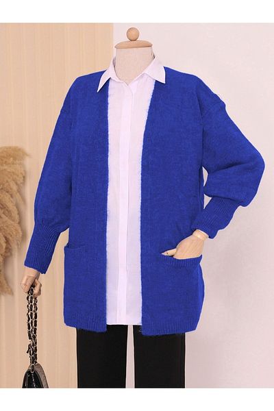 Modamorfo Yumoş Saks Knitwear Cardigan - Double Pockets