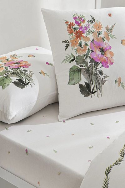 Taç Taç Flowers Cotton Double Duvet Cover Set + Throw Cover + 2 Cup Gift – Night Sparkle